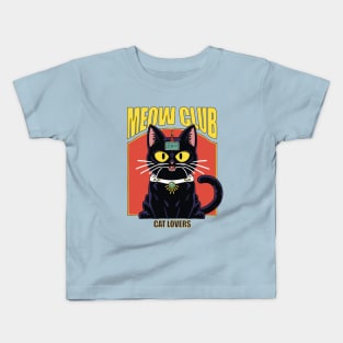 Meow club. Cat lovers Kids T-Shirt